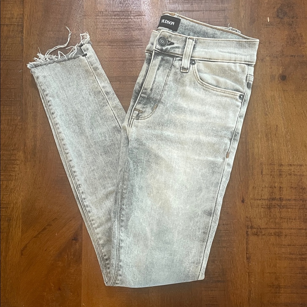 Hudson Acid Wash Frayed Hem Jeans